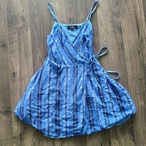 Lulu's Blue Mini Wrap Dress